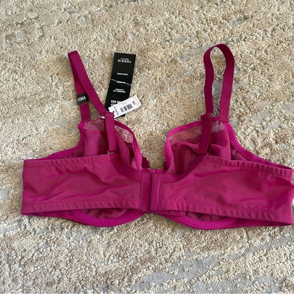 NWT Torrid Underwired Bra Unlined Demi Raspberry Pink Mesh Semi Sheer Bra: 40B - Picture 5 of 10